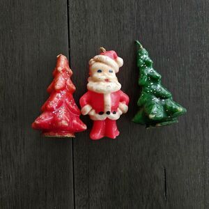 Vintage Gurley Santa Claus Tree Candles Lot Of 3 Red Green